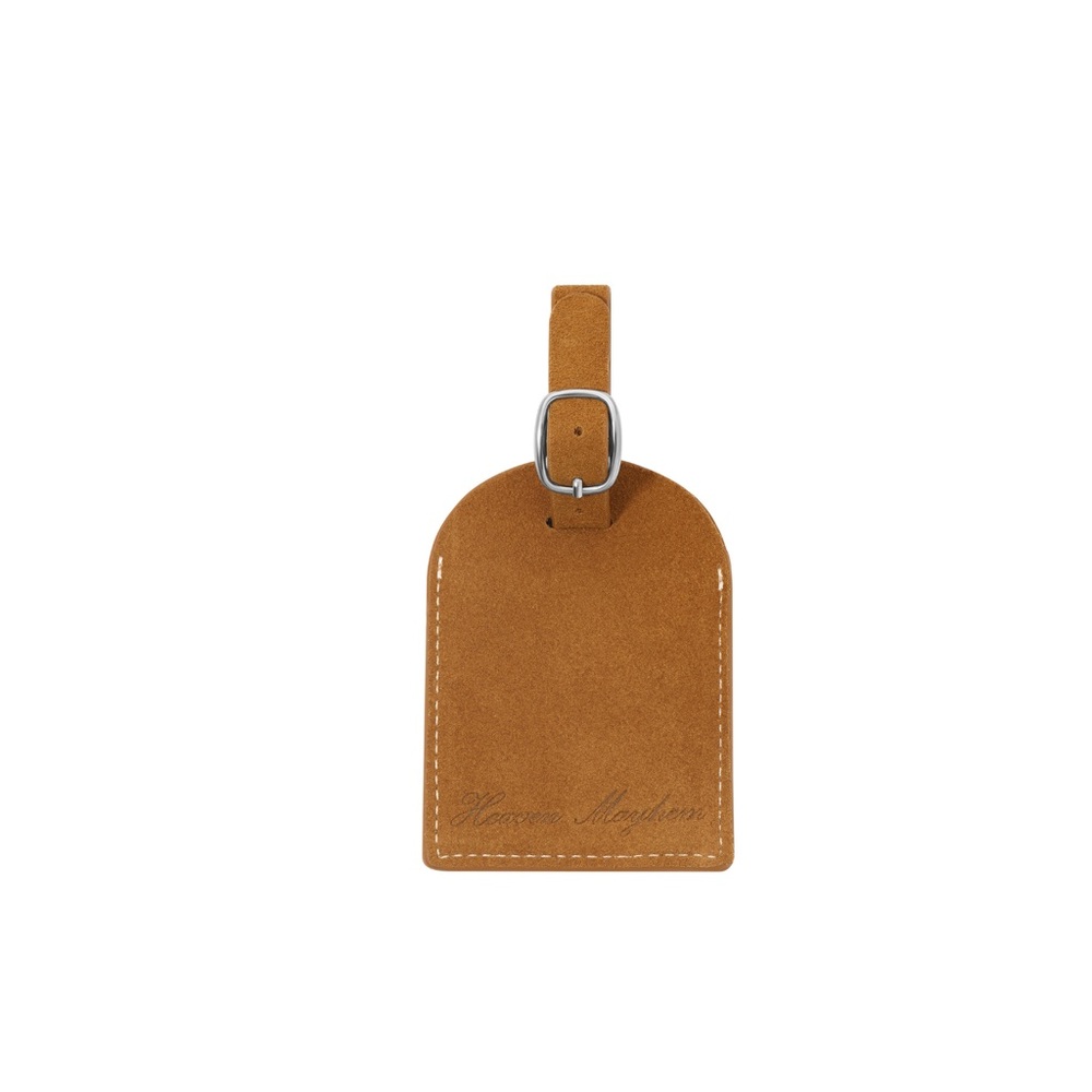 HEAVEN MAYHEM BROWN SUEDE LUGGAGE TAG